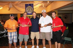 Members of the first-place team at the chapters golf tournament in September are (l-r) Anthony Rodriguez, Joe Grier, Col. Randy Taylor, U.S. Southern Command/J-6, Juan Holguin and Shaun Smith.
